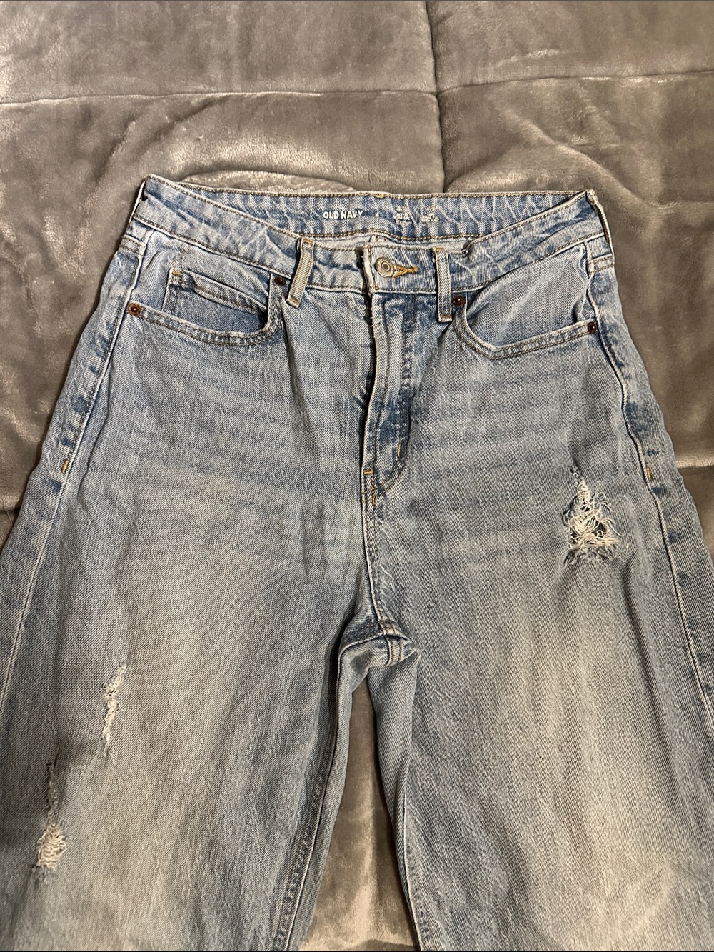 Old Navy Light Blue Boyfriend Jeans with Distressed Detail